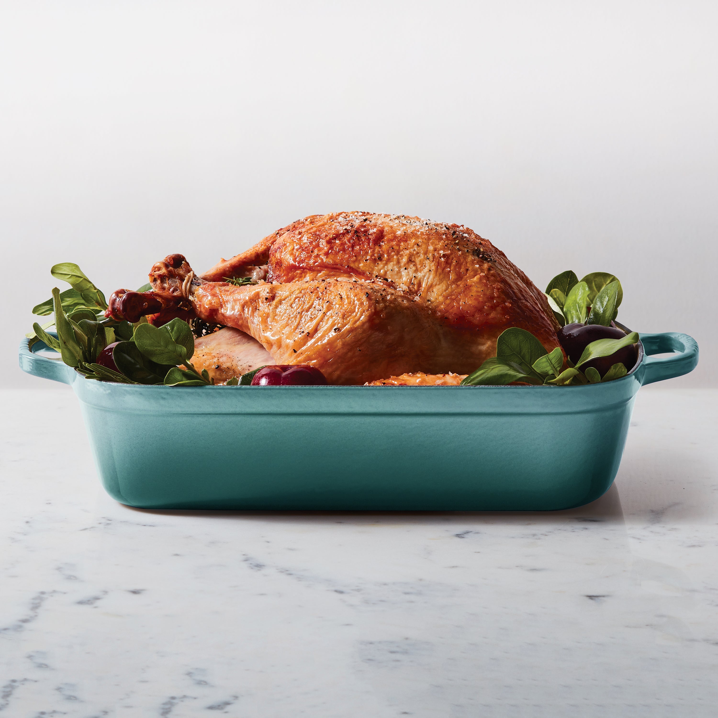 Le Creuset Signature Cast Iron Bleu Riviera Roasting Pan, 12.75x9.75"