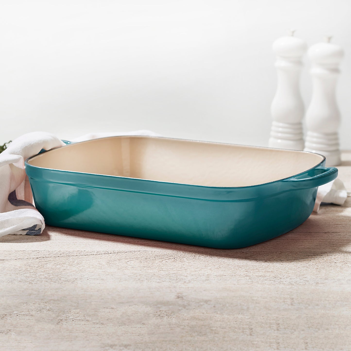 Le Creuset Signature Cast Iron Bleu Riviera Roasting Pan, 12.75x9.75"