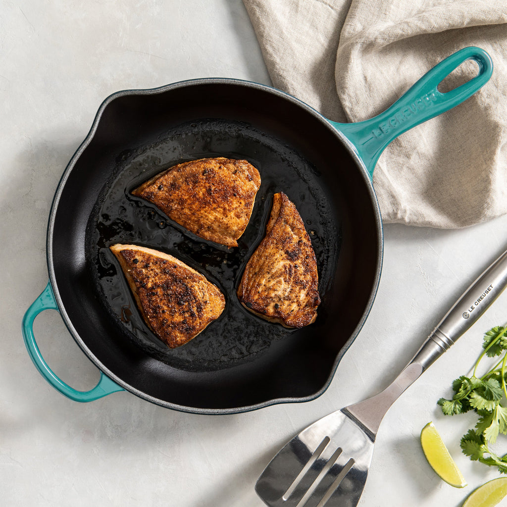 Le Creuset Signature Cast Iron 10.25" Bleu Riviera Skillet