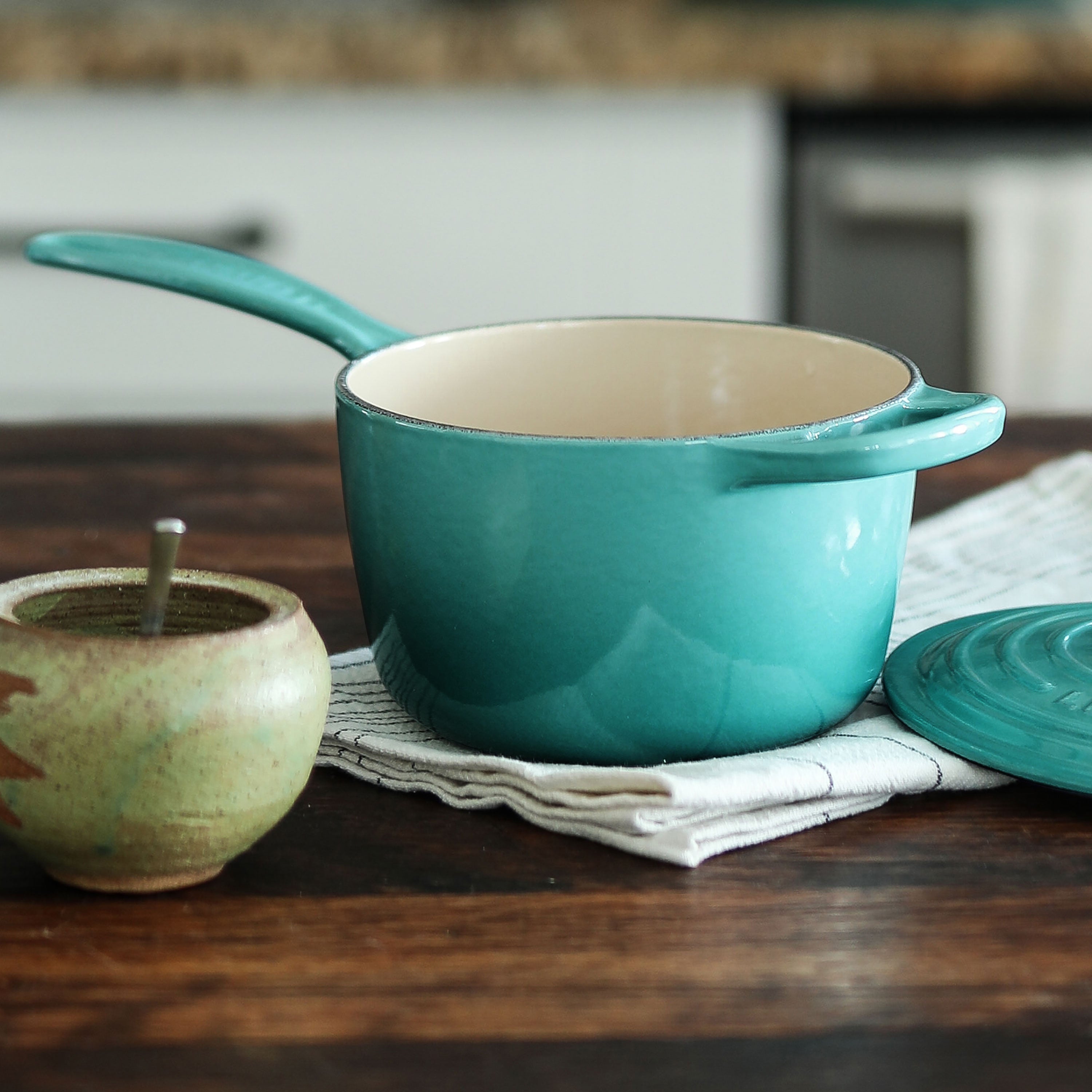 Le Creuset Signature Cast Iron 1.75-quart Bleu Riviera Saucepan