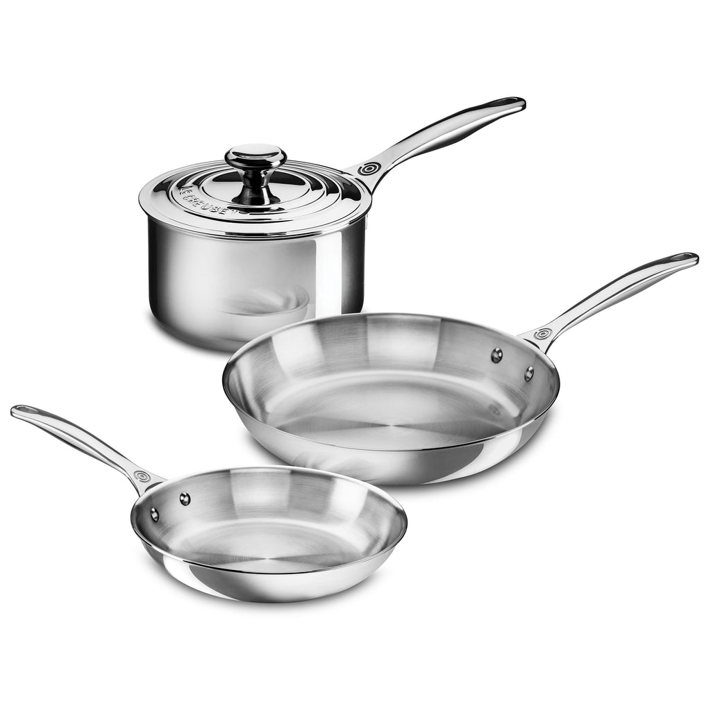 Le Creuset Stainless Steel 4 Piece Skillet & Saucepan Set