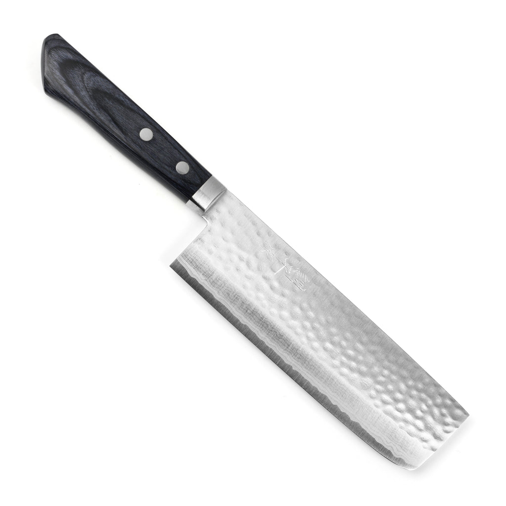 Masutani VG10 Hammered Damascus 6.7" Tall Nakiri, Blue Handle