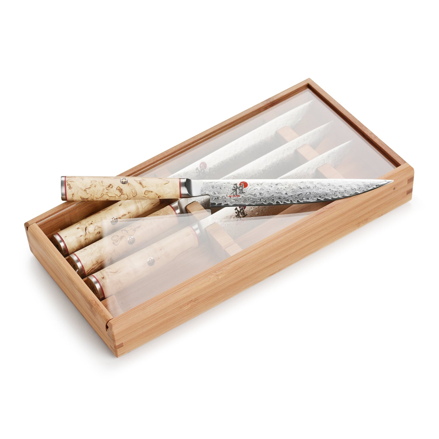 Miyabi Birchwood SG2 4 Piece Steak Knife Set with Bamboo Case