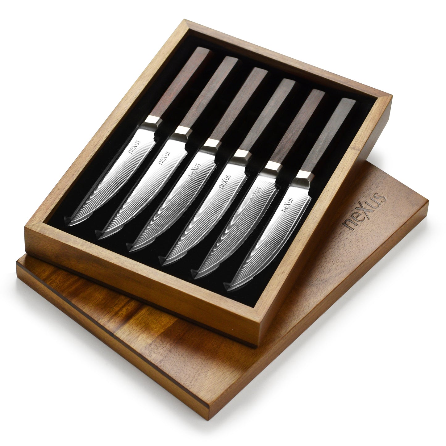Nexus 6 Piece Damascus Steak Knife Set with Case