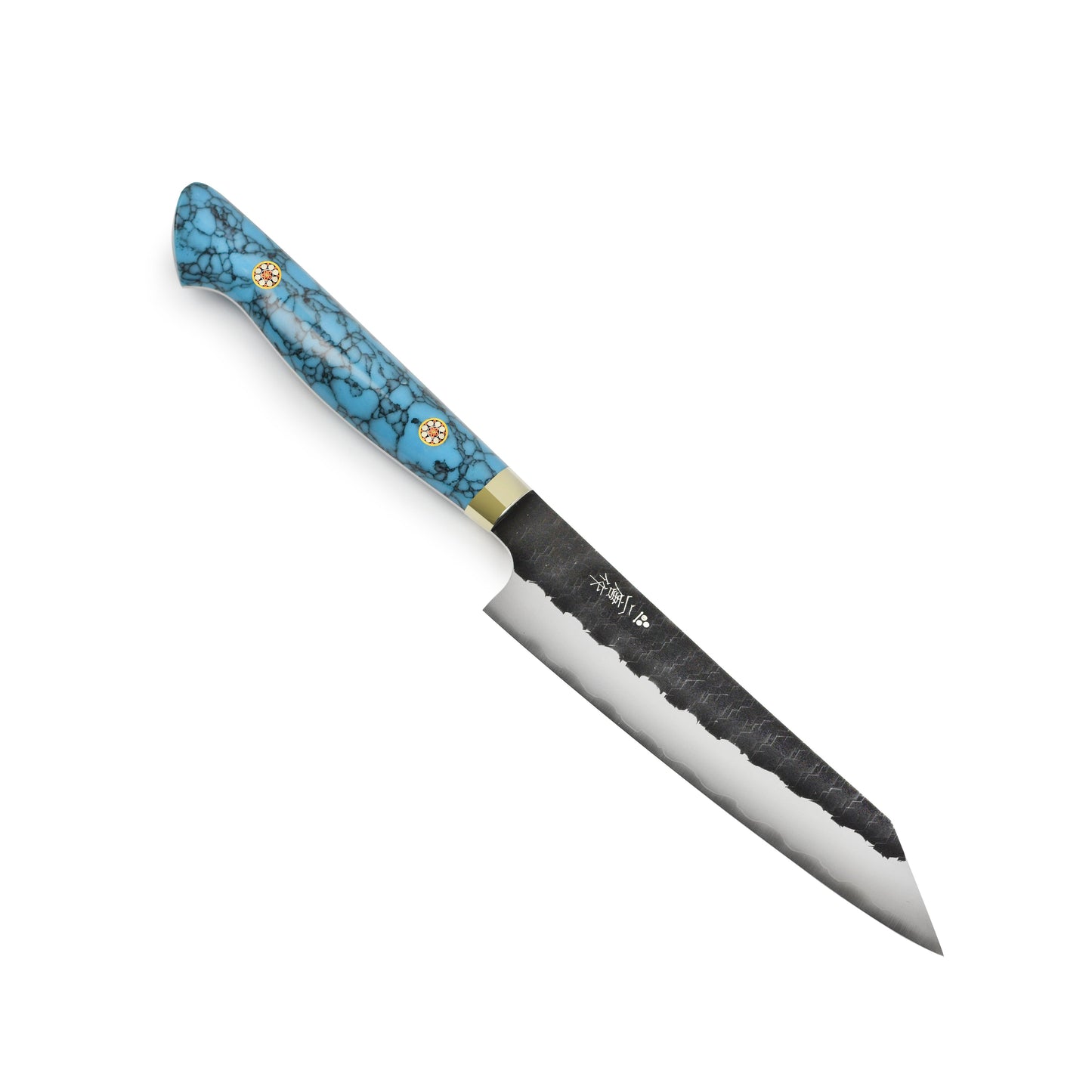 Nigara SG2 Kurouchi Tsuchime 5.9" Kiritsuke Petty, Blue Turquoise