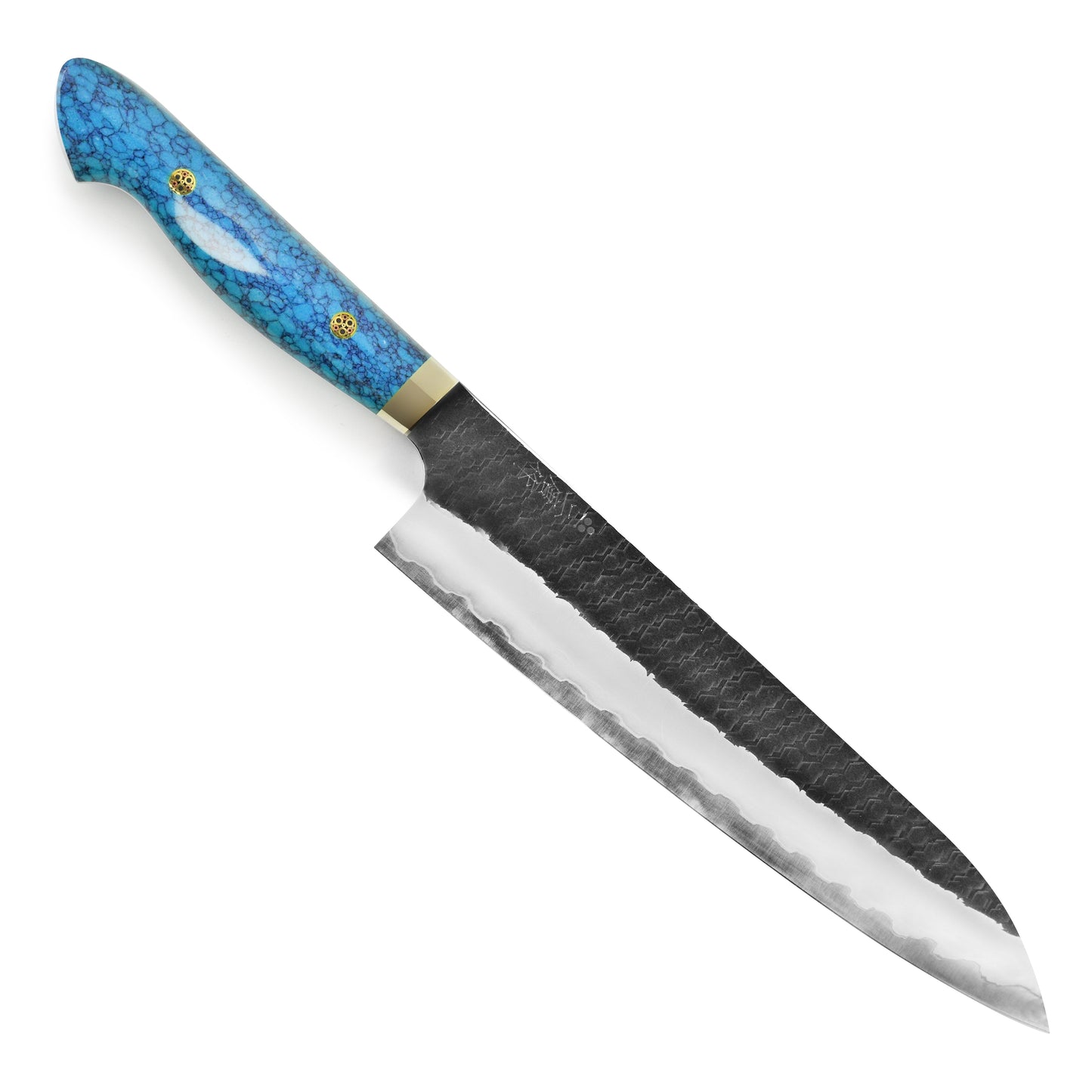 Nigara SG2 Kurouchi Tsuchime 9.4" Gyuto, Blue Turquoise