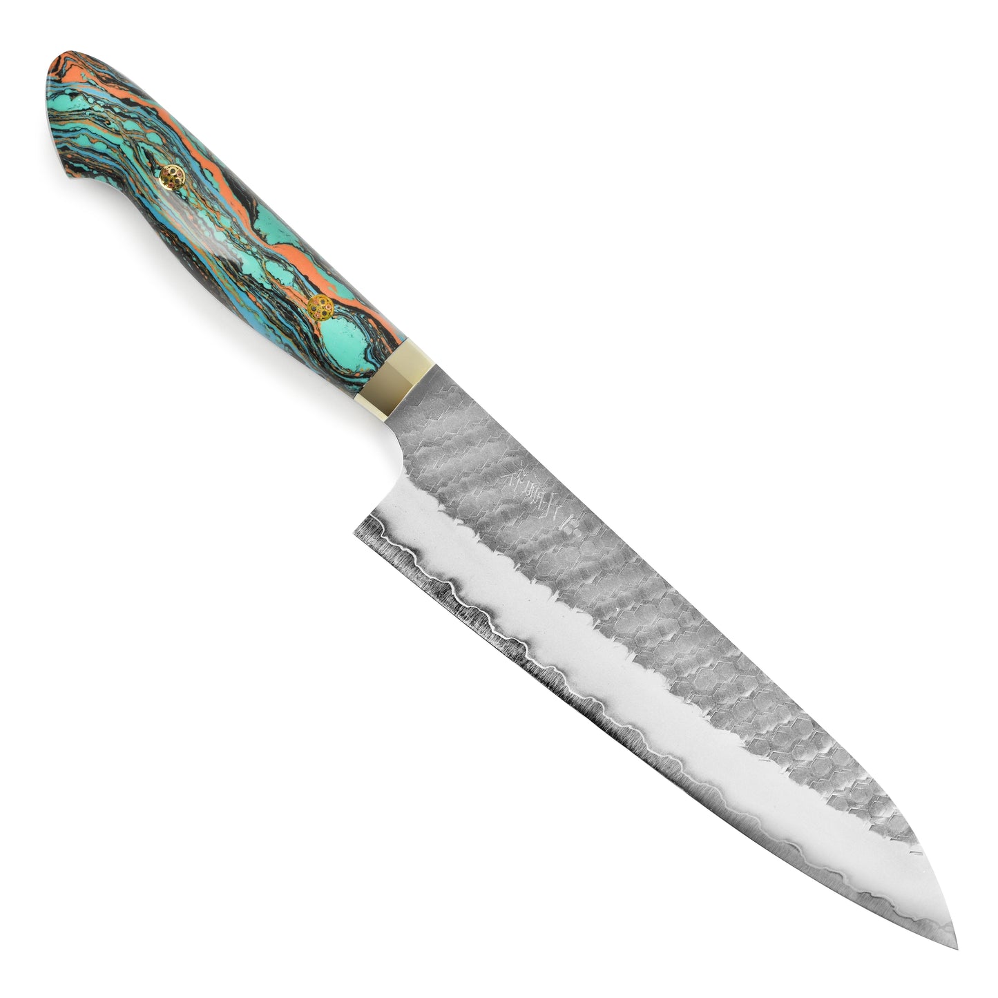 Nigara SG2 Migaki Tsuchime 8.25" Gyuto, Marble Turquoise