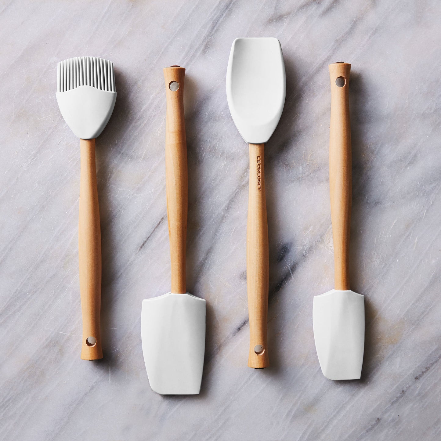 Le Creuset 5 Piece White Silicone Utensil Set