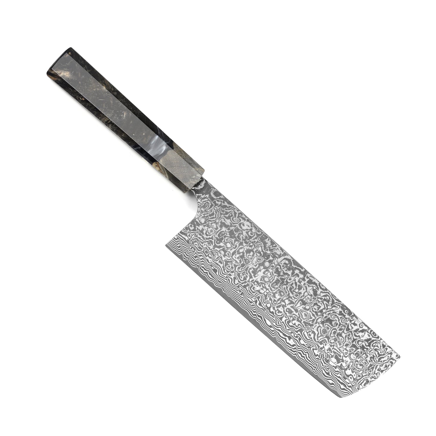 Saji SG2 Black Damascus 6.7" Nakiri, Stabilized Birch