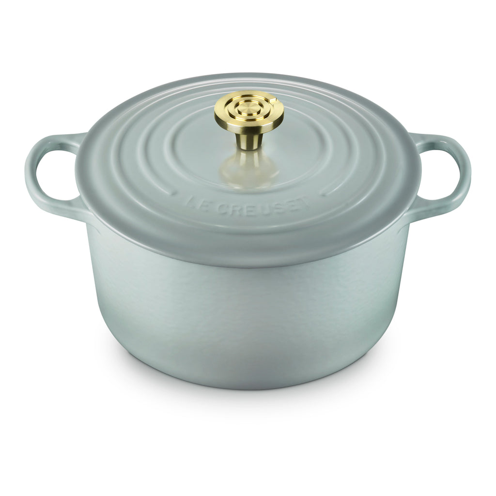 Le Creuset Signature Cast Iron 6.5-quart Sea Salt Round Deep Oven with Light Gold Crucible Knob