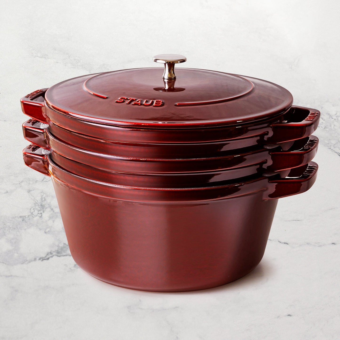 Staub 4 Piece Grenadine Stackable Cast Iron Cookware Set