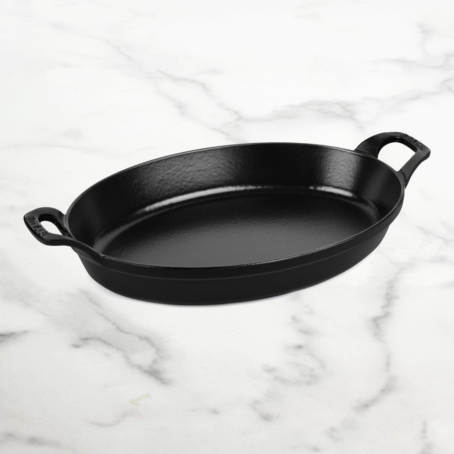 Staub Cast Iron 12.5" x 9" Matte Black Oval Au Gratin