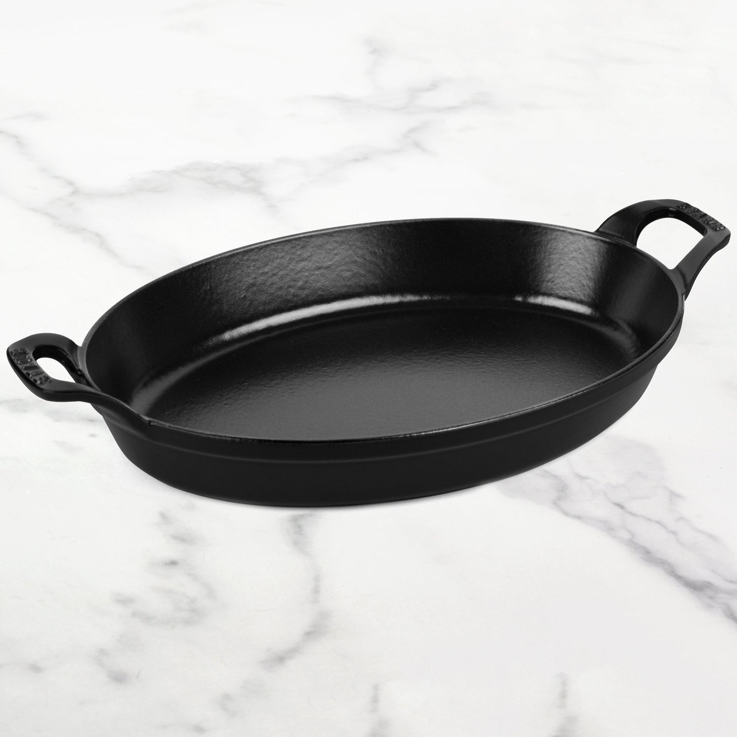 Staub Cast Iron 14.5" x 11.2" Matte Black Oval Au Gratin