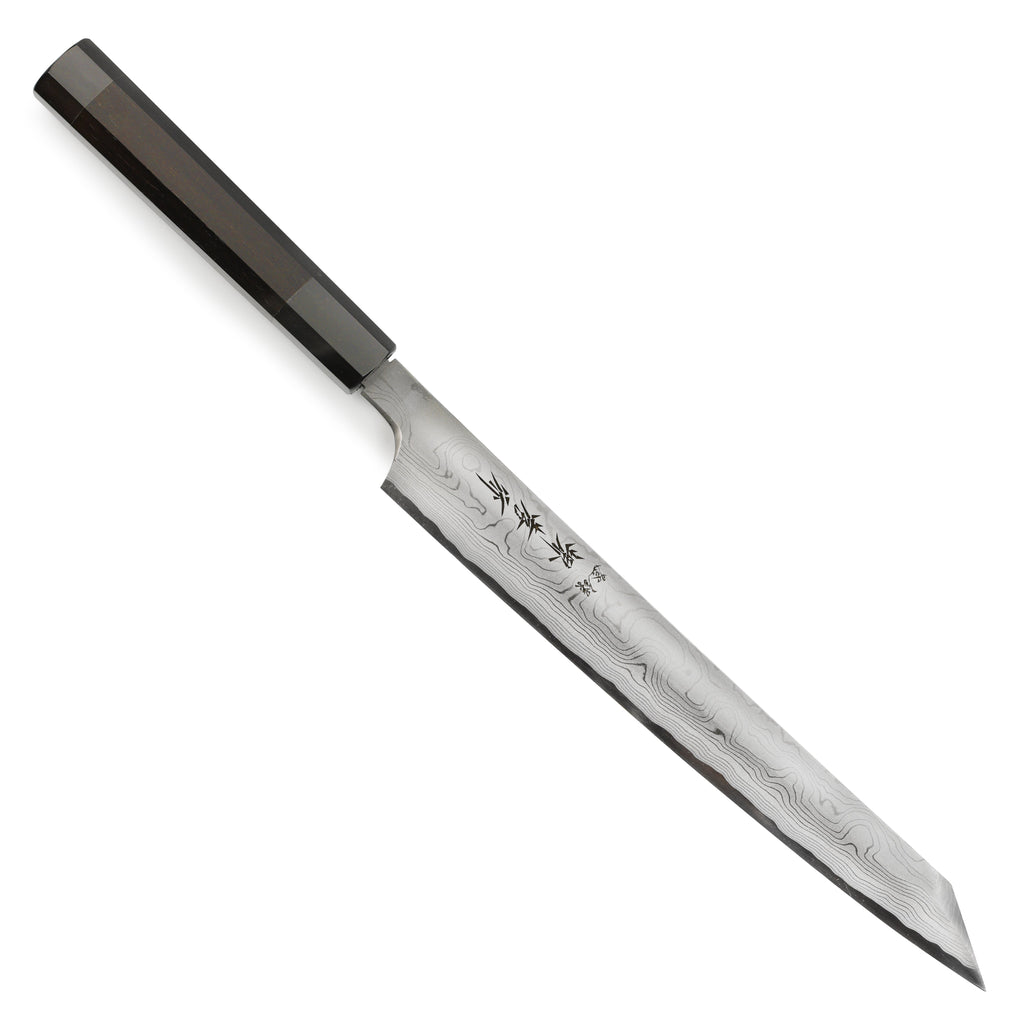 Takayuki Seiryu Aogami #2 Damascus Single-Bevel 10.6" Kengata Yanagiba with Saya