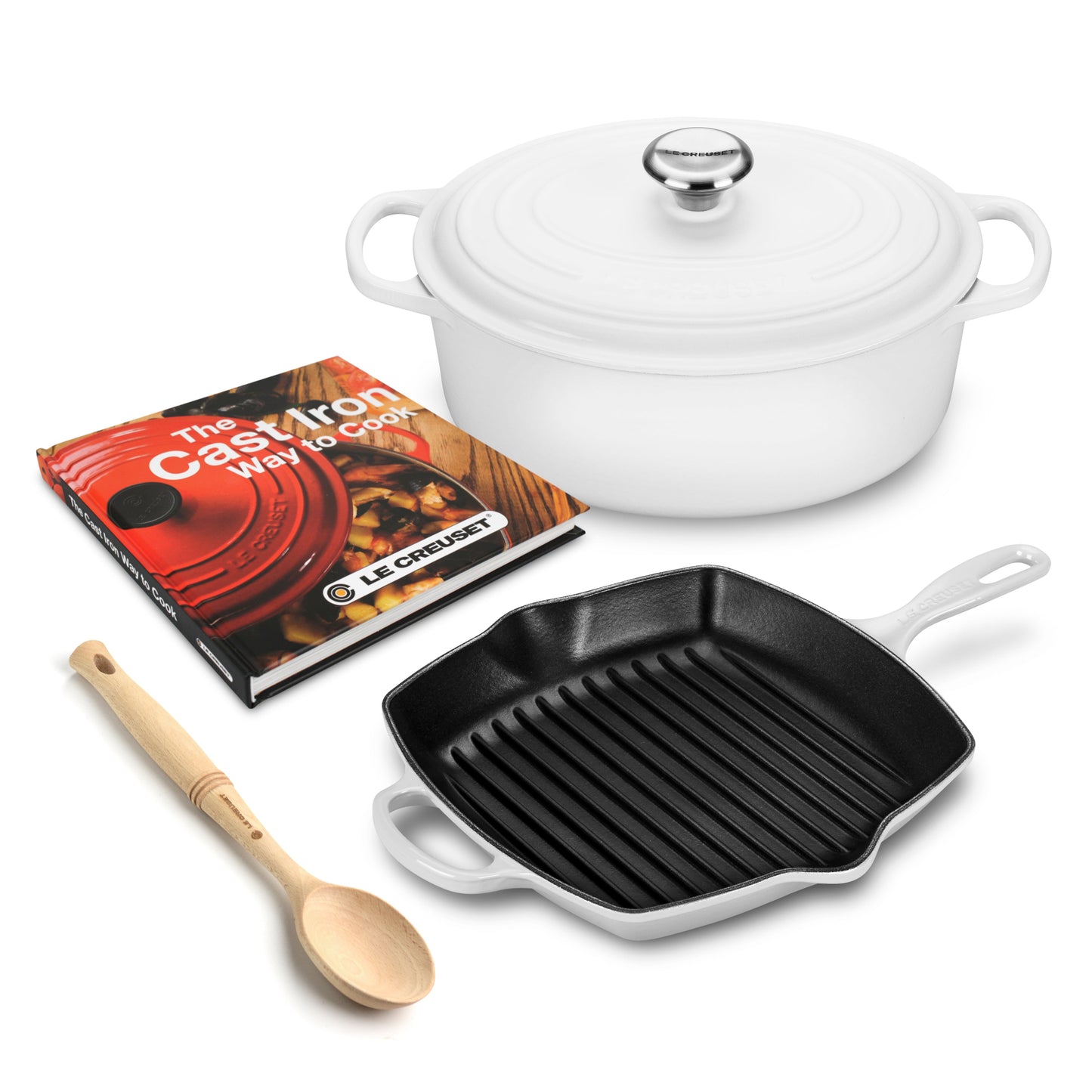 Le Creuset Signature Cast Iron White 5 Piece Cookware Set