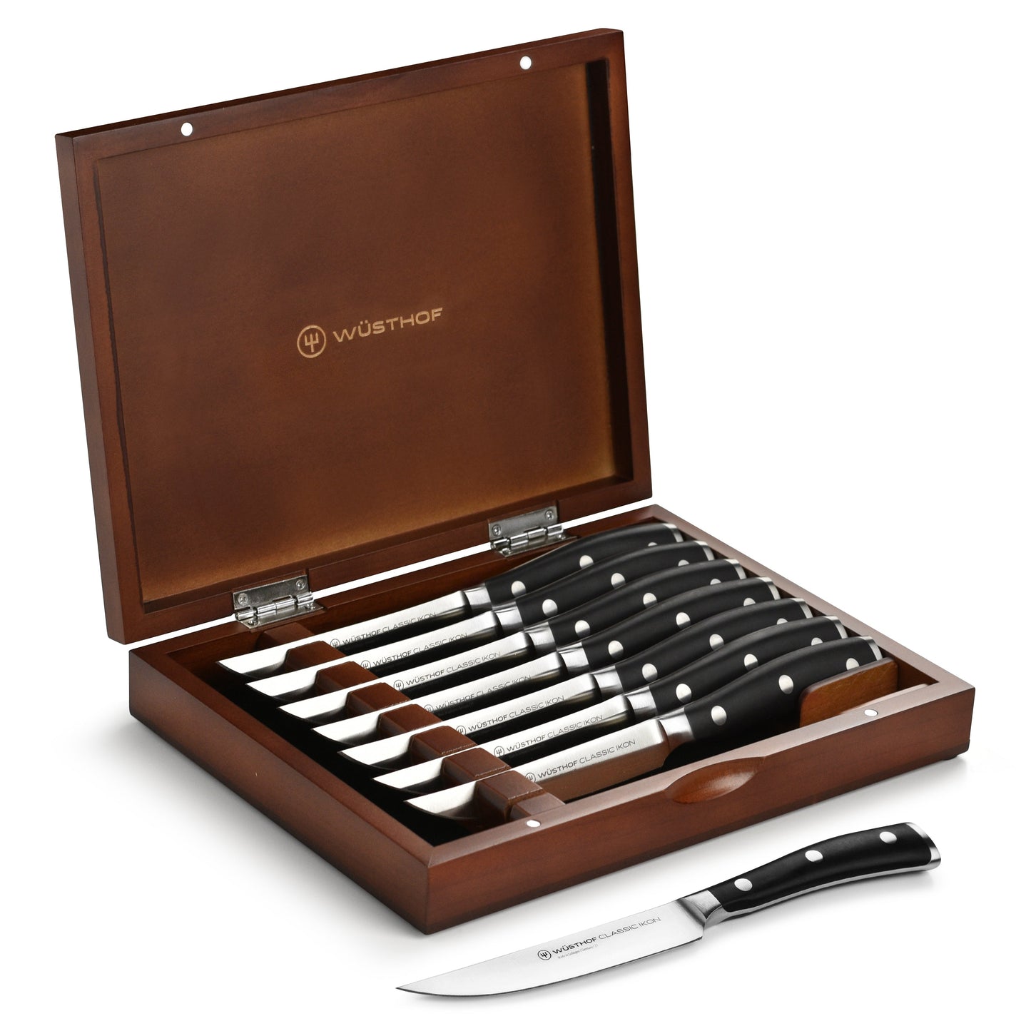 Wusthof Classic Ikon 8 Piece Steak Knife Set with Wood Case