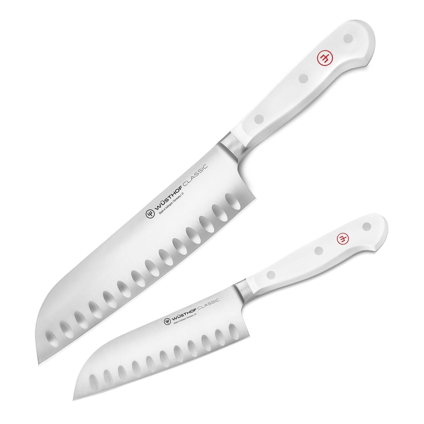 Wusthof Classic White 2 Piece Hollow Edge Santoku Knife Set