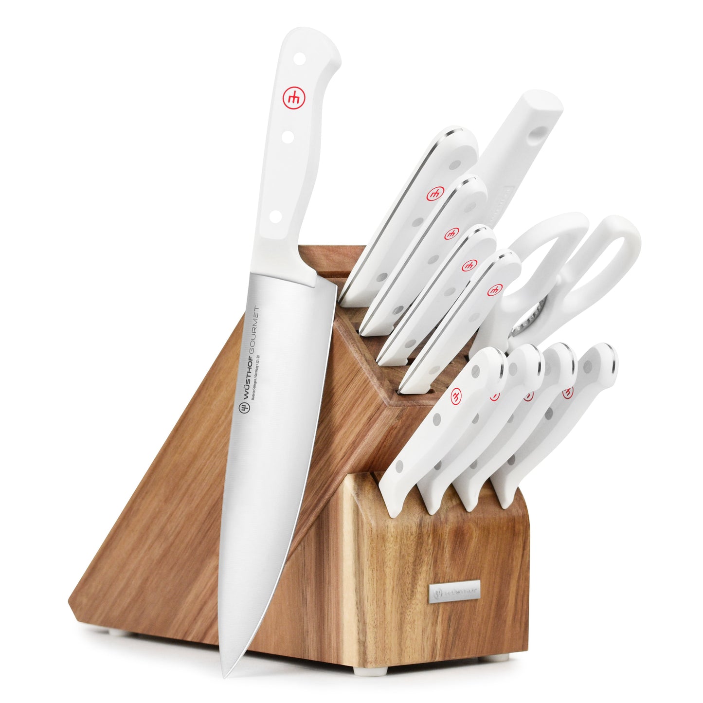 Wusthof Gourmet 12 Piece Knife Block Set, White Handles