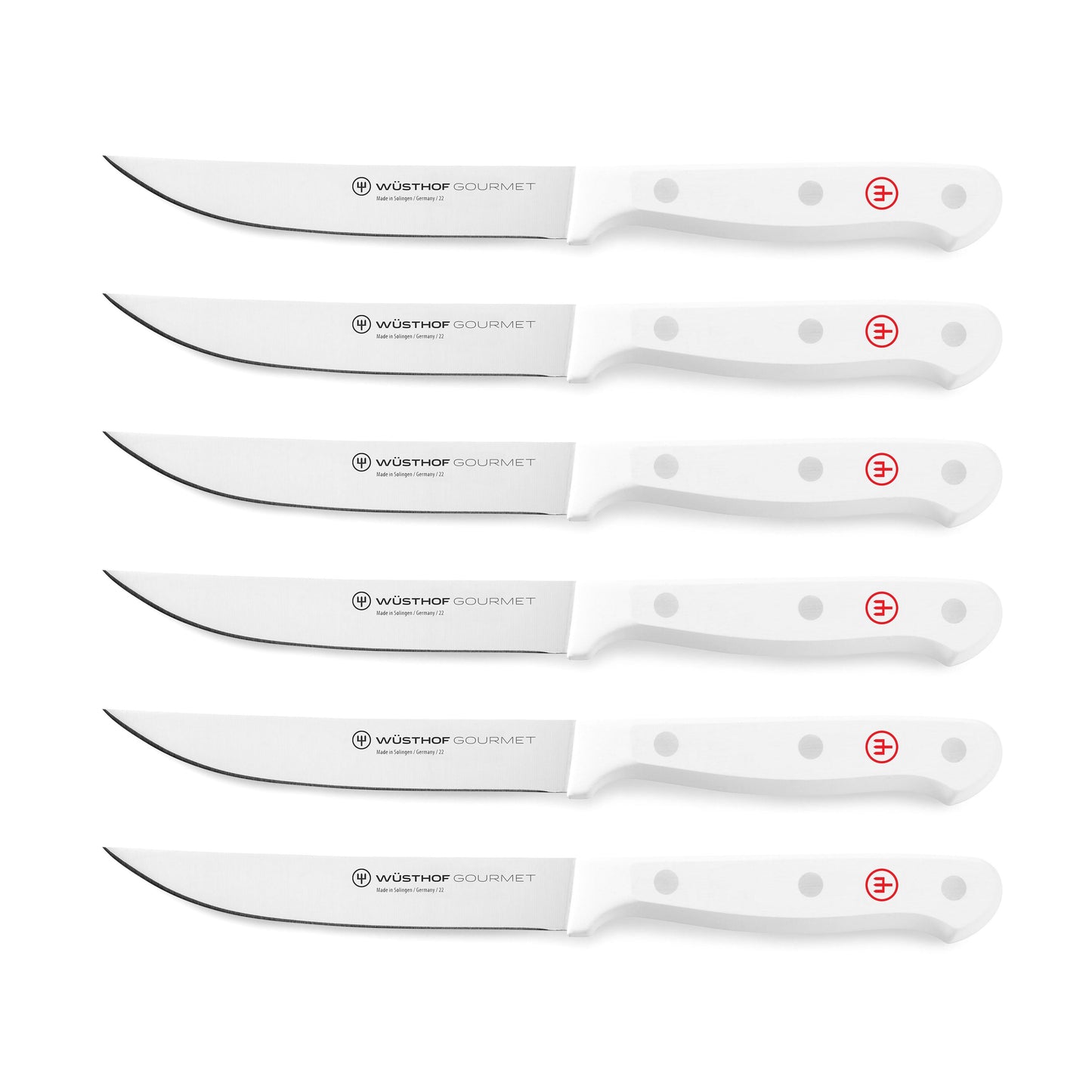 Wusthof Gourmet 6 Piece Steak Knife Set with White Handles