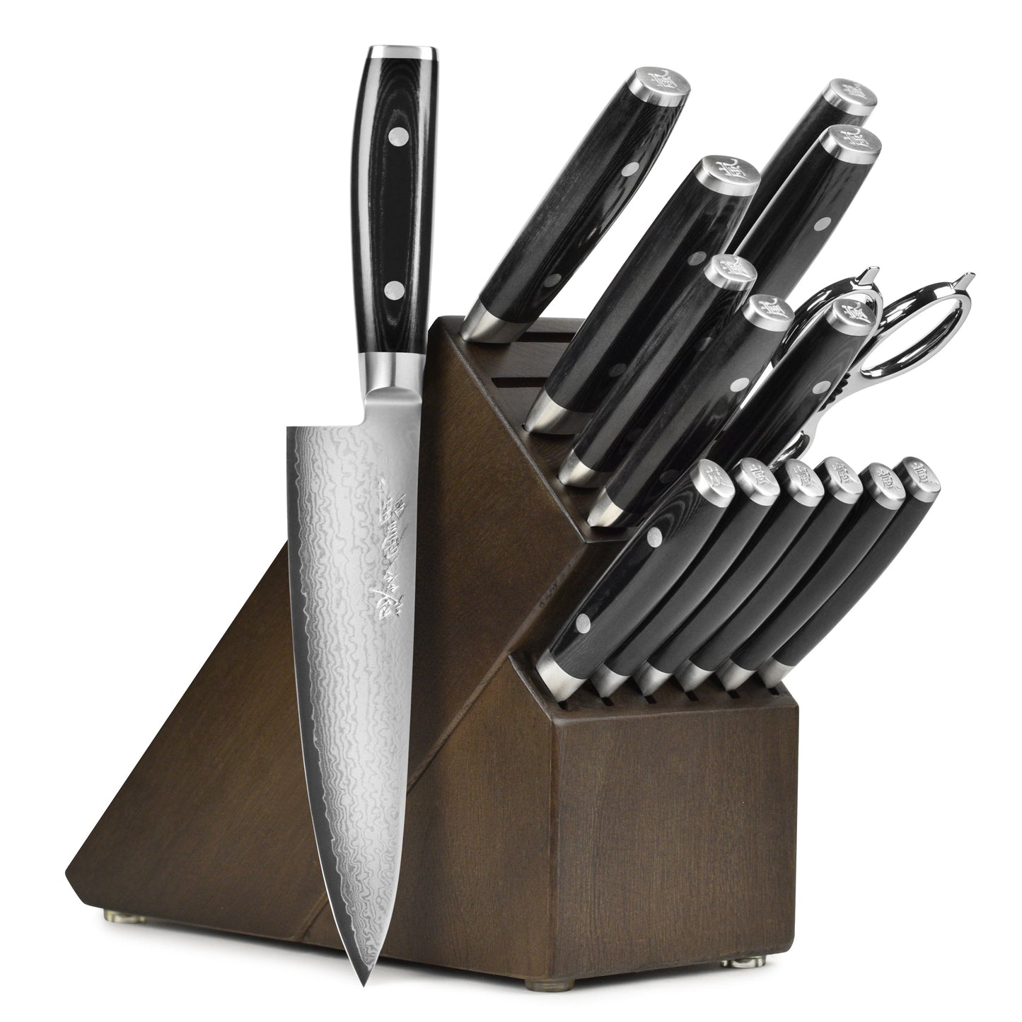 Yaxell Ran Plus 16 Piece Dark Ash Knife Block Set