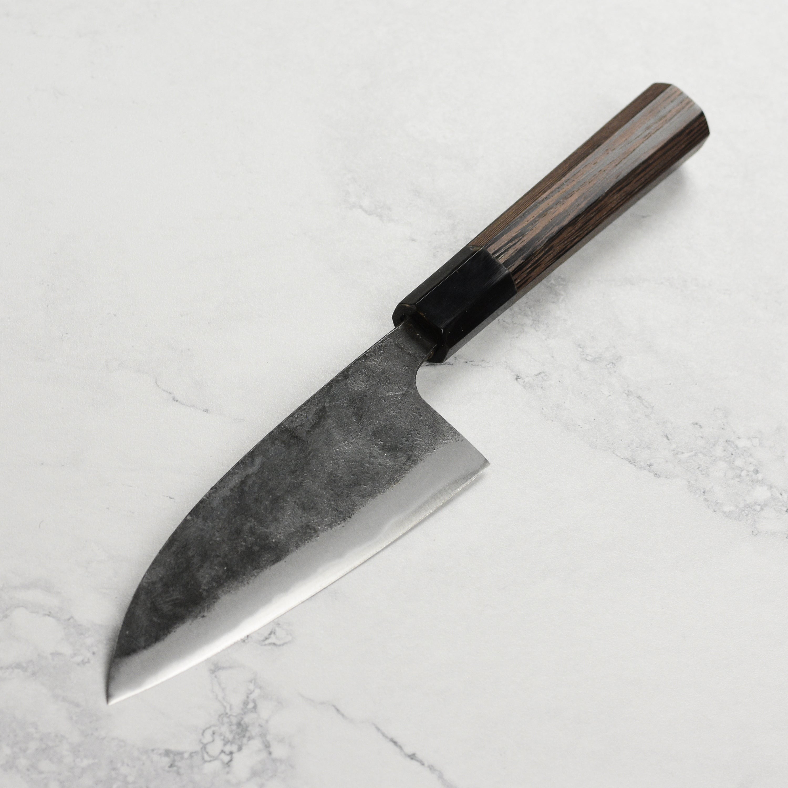 Hatsukokoro Kurokaze Aogami #2 Kurouchi 5.9" Double Bevel Deba, Wenge