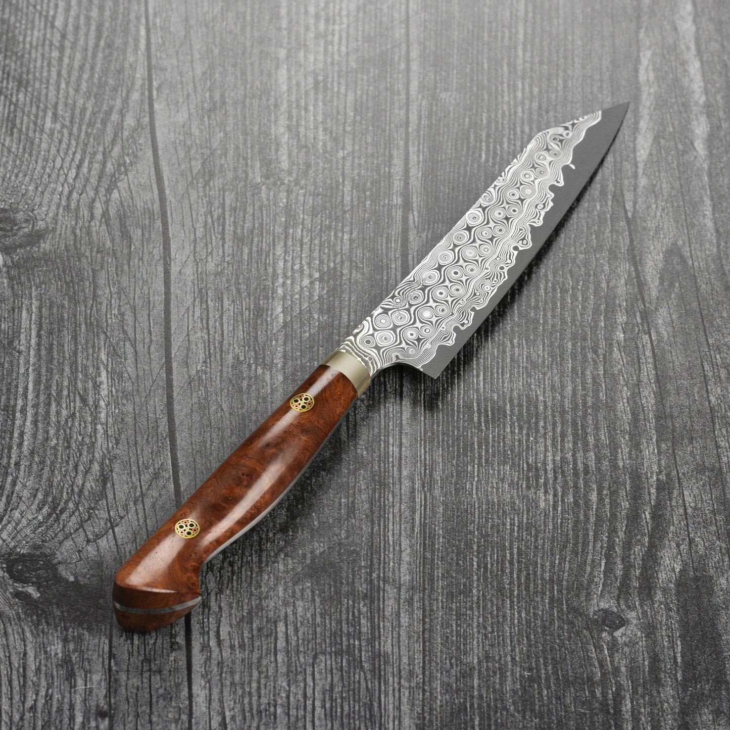 Nigara Anmon SG2 Damascus 5.9" Kiritsuke Petty, Quince Wood