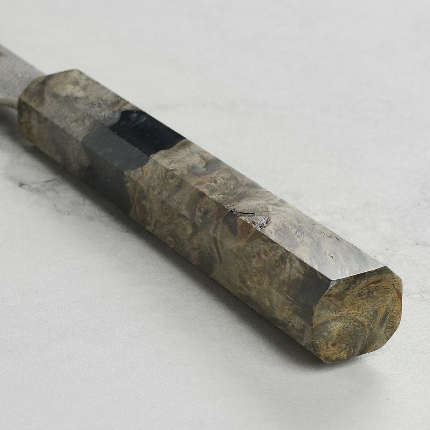 Yoshikane SKD Nashiji Stainless Clad 8.25" Kiritsuke, Stabilized Birch