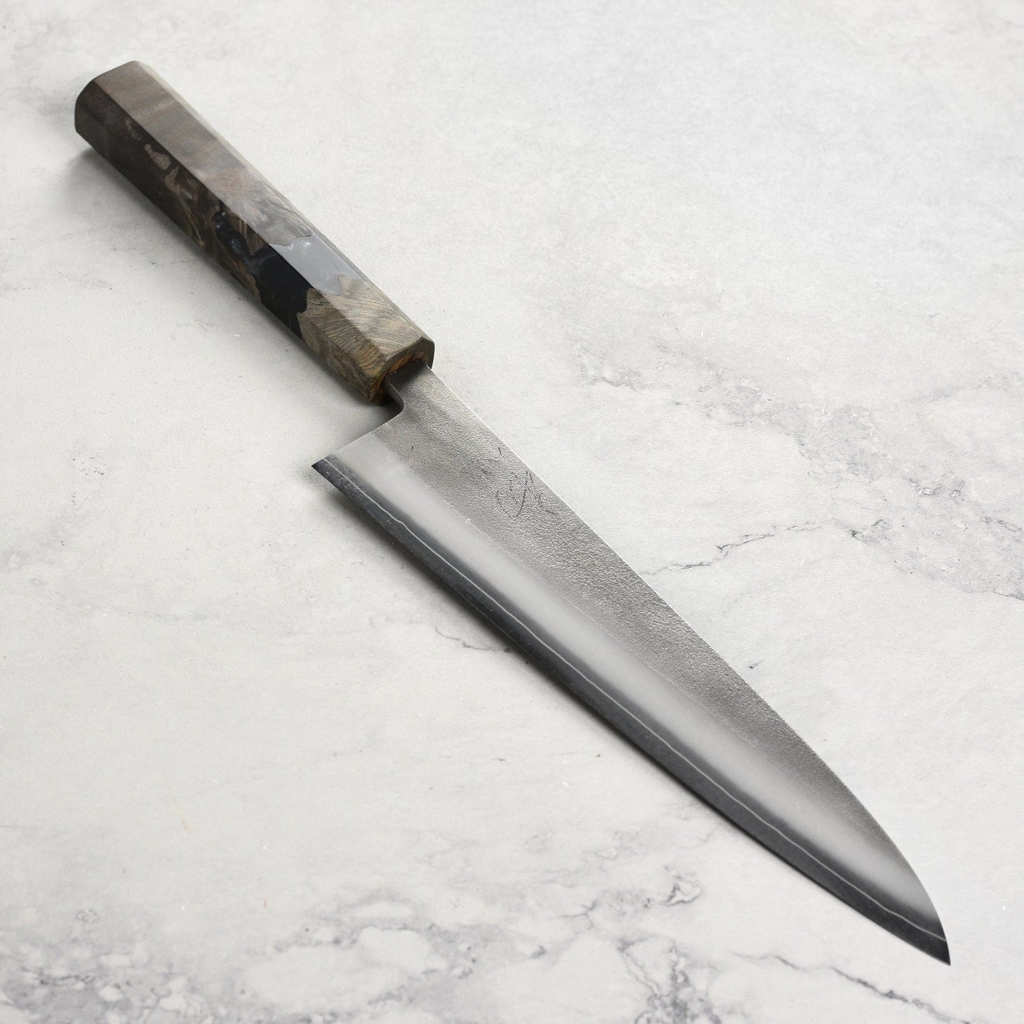 Yoshikane SKD Nashiji Stainless Clad 8.25" Gyuto, Stabilized Birch