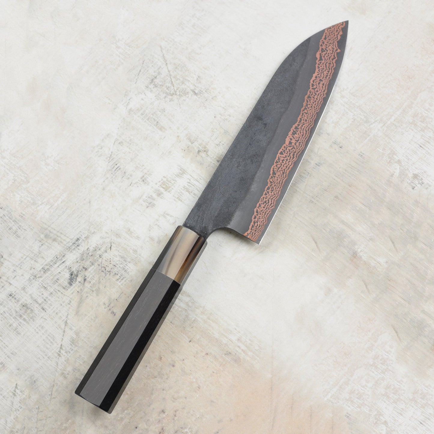 Hatsukokoro Yorokobi SLD Kurouchi Copper Damascus 7" Santoku