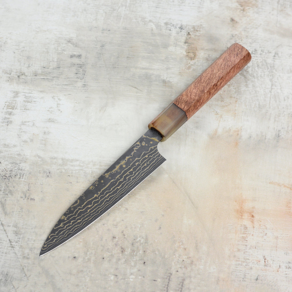 Saji Black Gold Damascus 5.1" Petty, Quince Wood