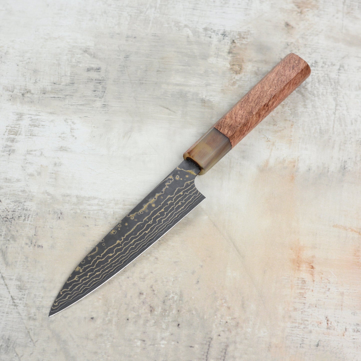 Saji Black Gold Damascus 5.1" Petty, Quince Wood