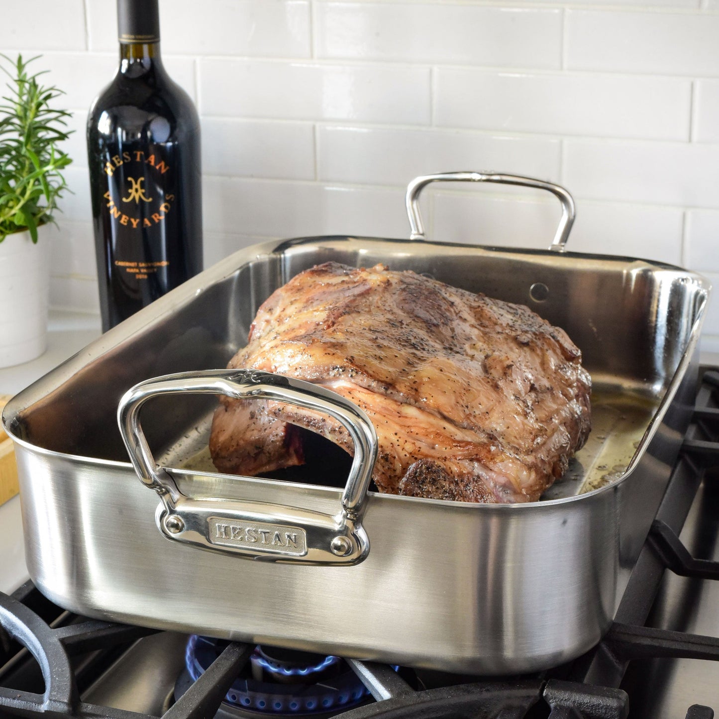 Hestan Tri-Ply Roasting Pan with Rack, 16.5x11.75"