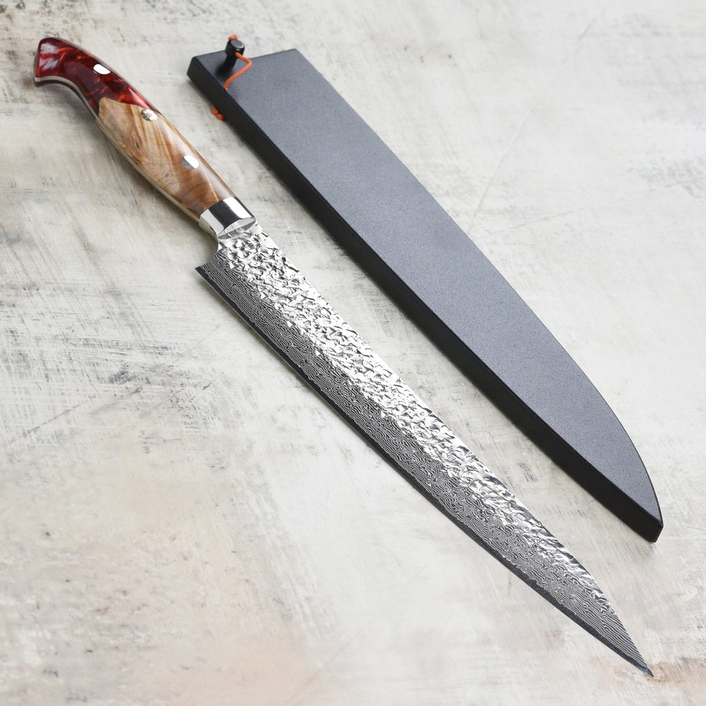 Kurosaki Shizuku Forged SG2 Damascus 9.4" Sujihiki with Saya