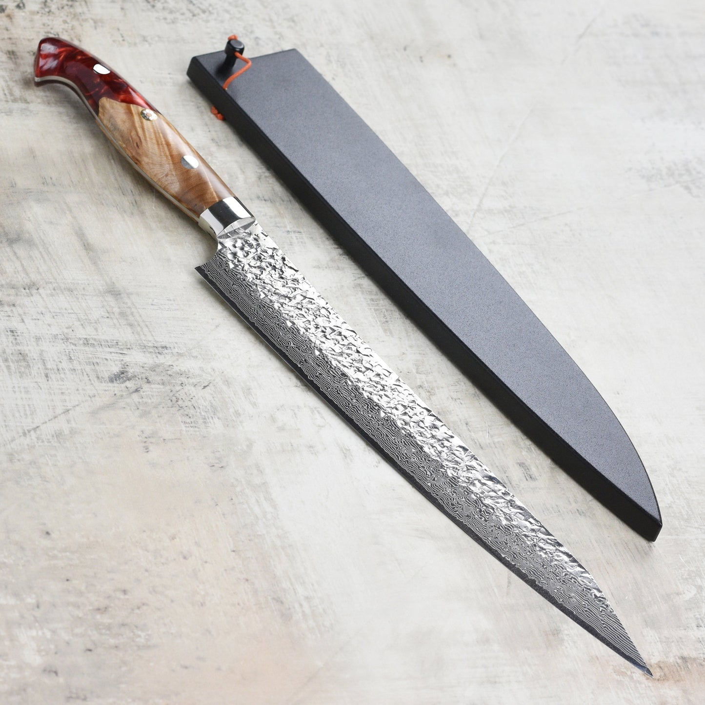 Kurosaki Shizuku Forged SG2 Damascus 9.4" Sujihiki with Saya
