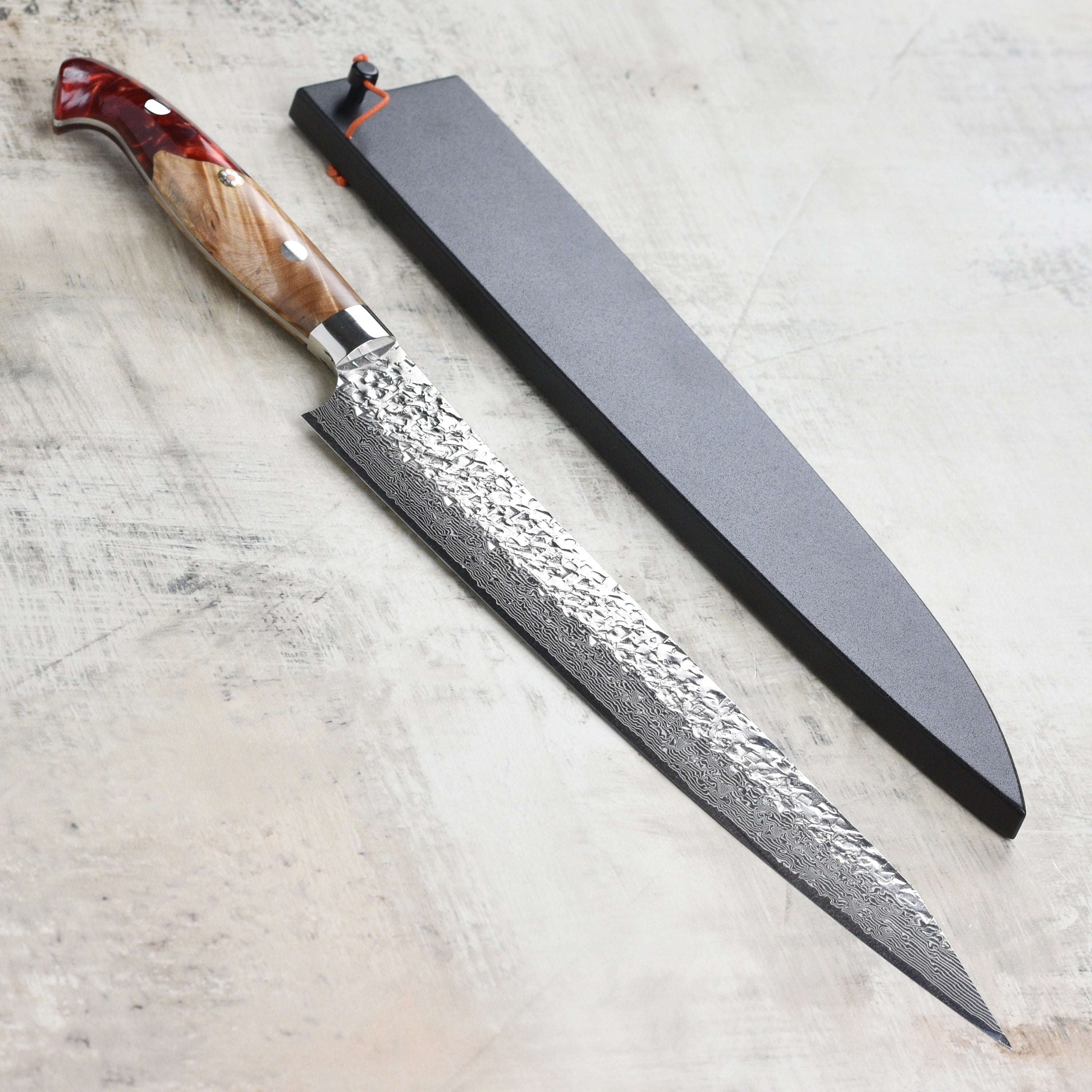 Kurosaki Shizuku Forged SG2 Damascus 9.4" Sujihiki with Saya