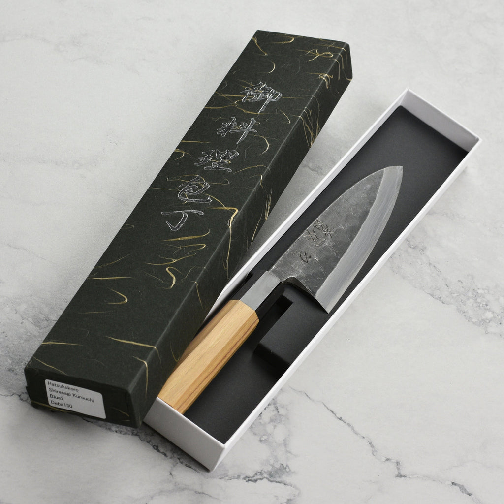 Hatsukokoro Shirasagi Aogami #2 Kurouchi 5.9" Single-Bevel Deba
