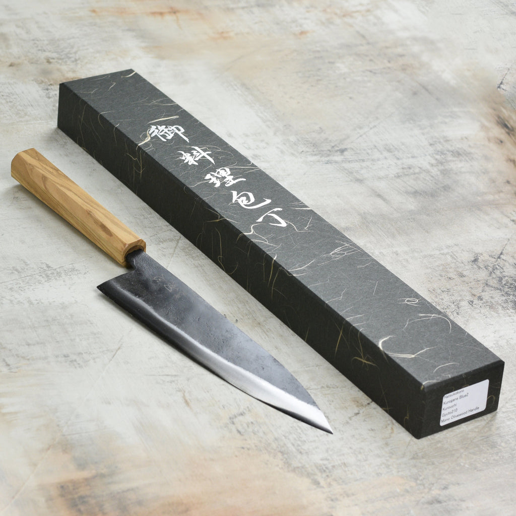 Hatsukokoro Kurogane Aogami #2 Kurouchi 8.25" Gyuto, Olivewood
