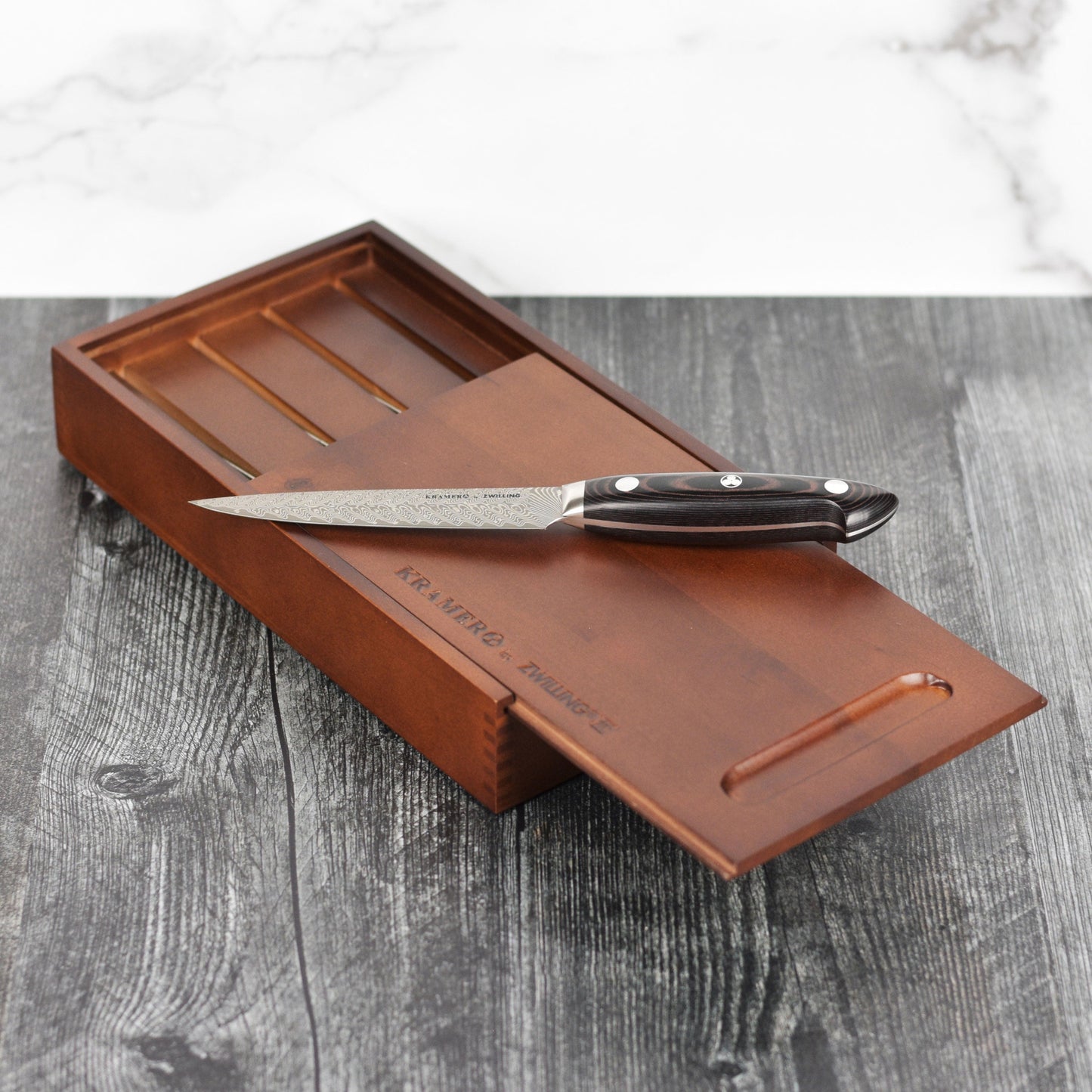 Kramer Stainless Damascus 4 Piece Steak Knife Set with Presentation Chest