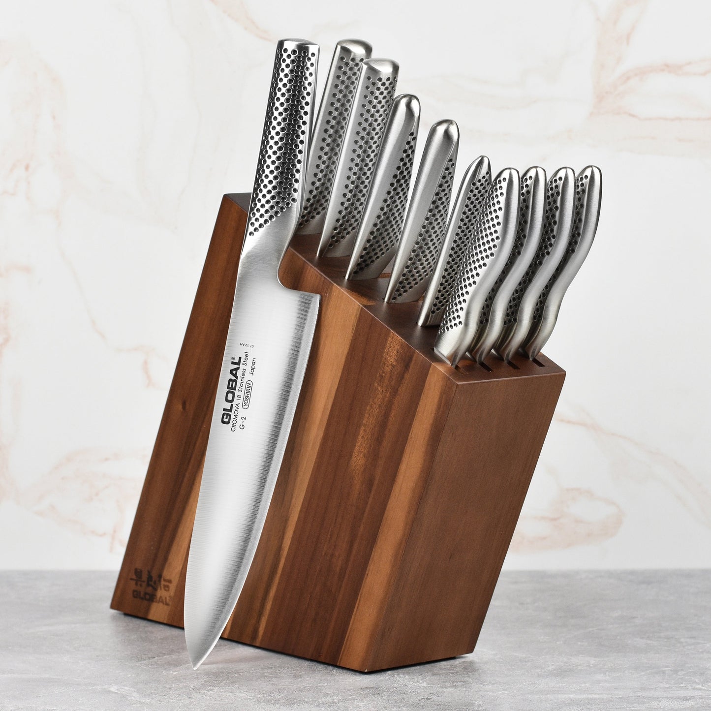 Global Akari 11 Piece Knife Block Set, Acacia
