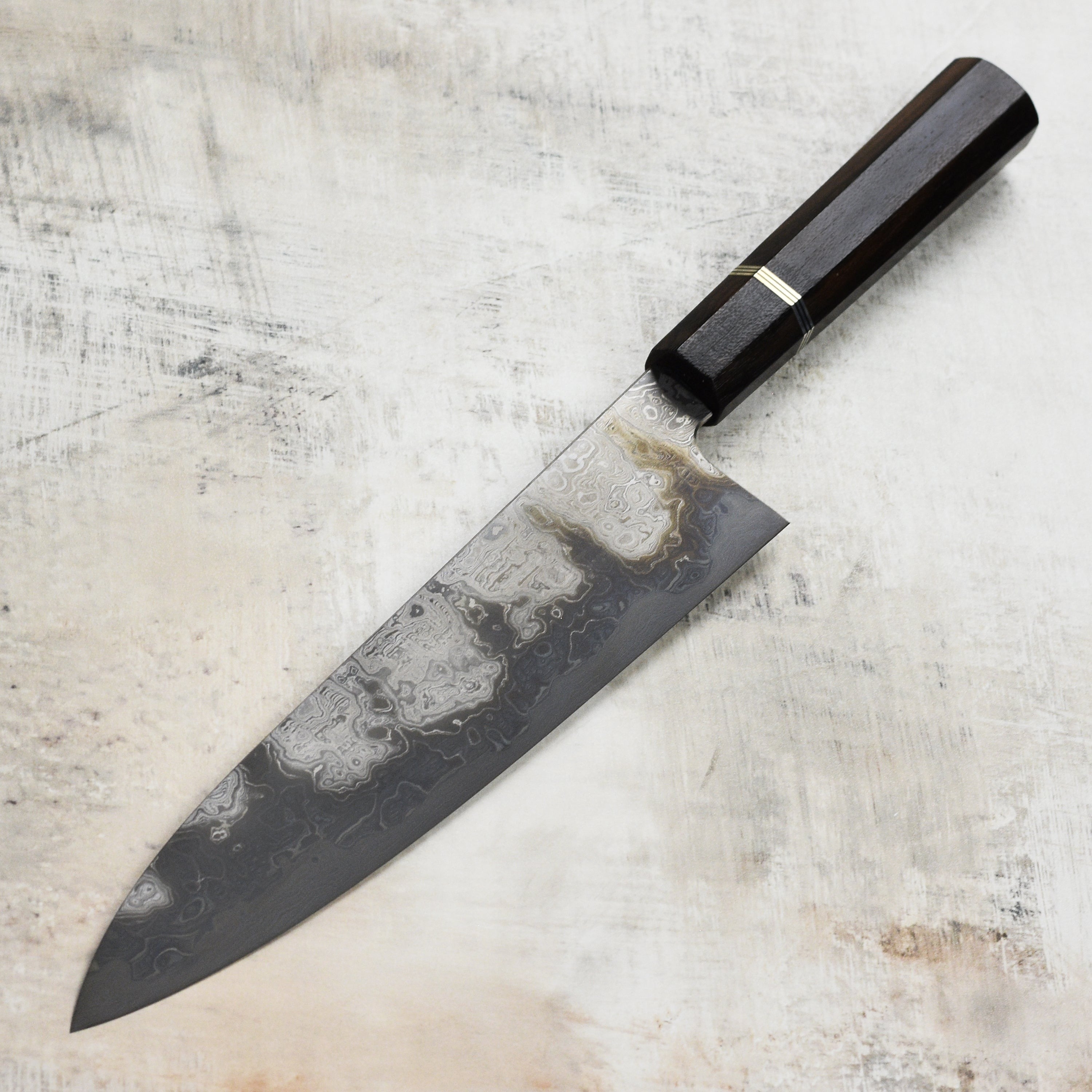 Shoichi Hashimoto Shiomachi Aogami #2 + Shirogami #2 Coreless Damascus 9.4" Gyuto