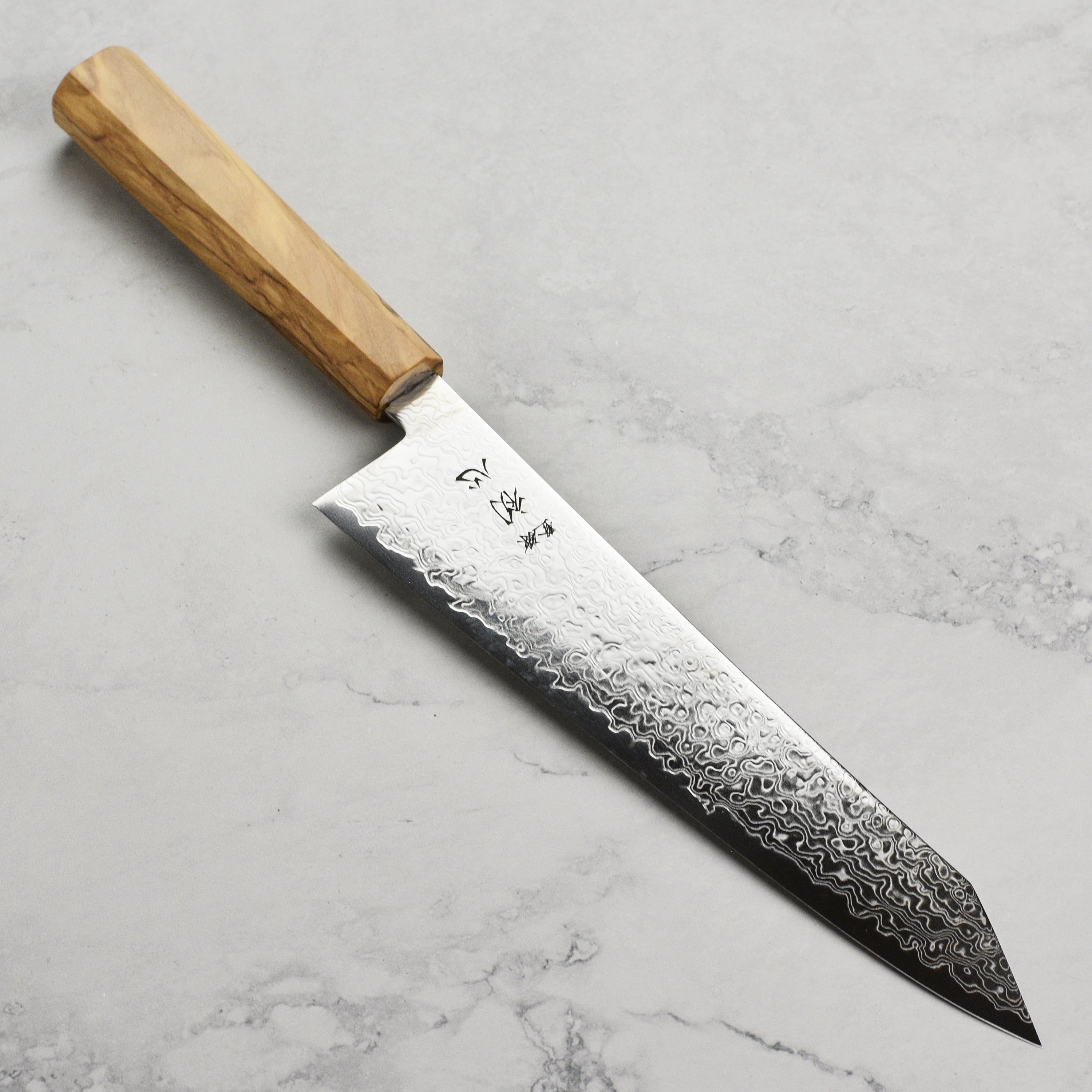 Hatsukokoro Ryuhyo SG2 Damascus 9.4" Kiritsuke Gyuto, Olivewood