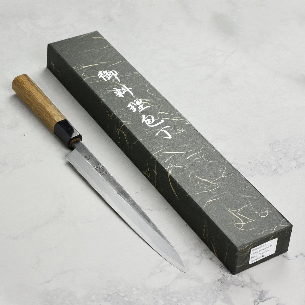 Hatsukokoro Shirasagi Aogami #2 Kurouchi Single-Bevel 9.4" Yanagiba