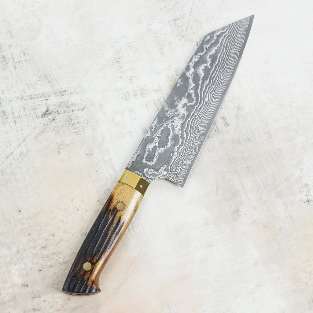 Saji VG10 Black Damascus 7" Bunka with Horn Handle