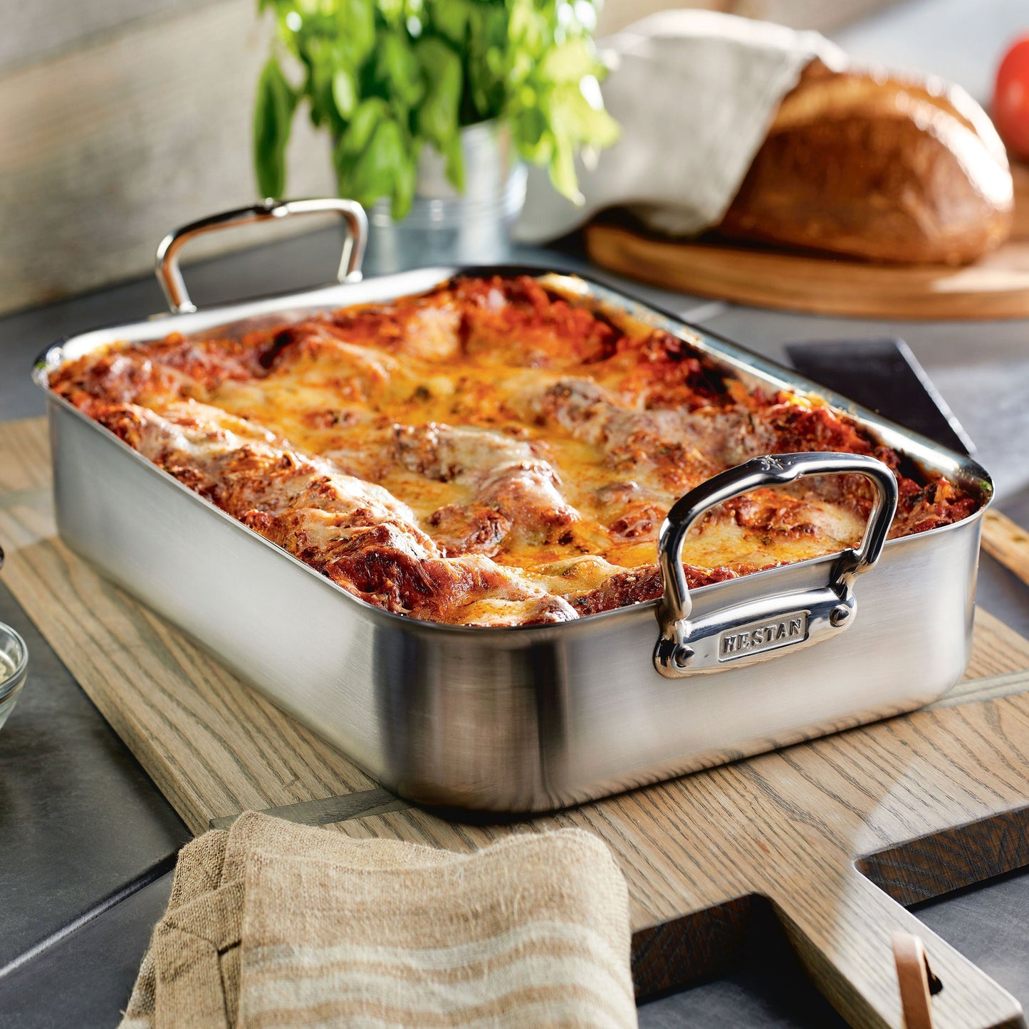 Hestan Tri-Ply Roasting Pan with Rack, 16.5x11.75"