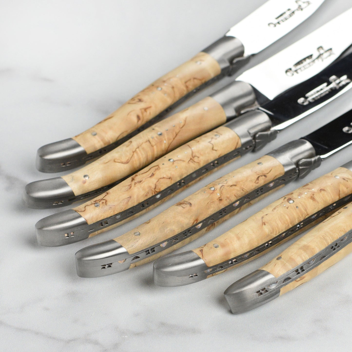 Laguiole en Aubrac 6 Piece Stainless Steel Steak Knife Set with Birchwood Handles