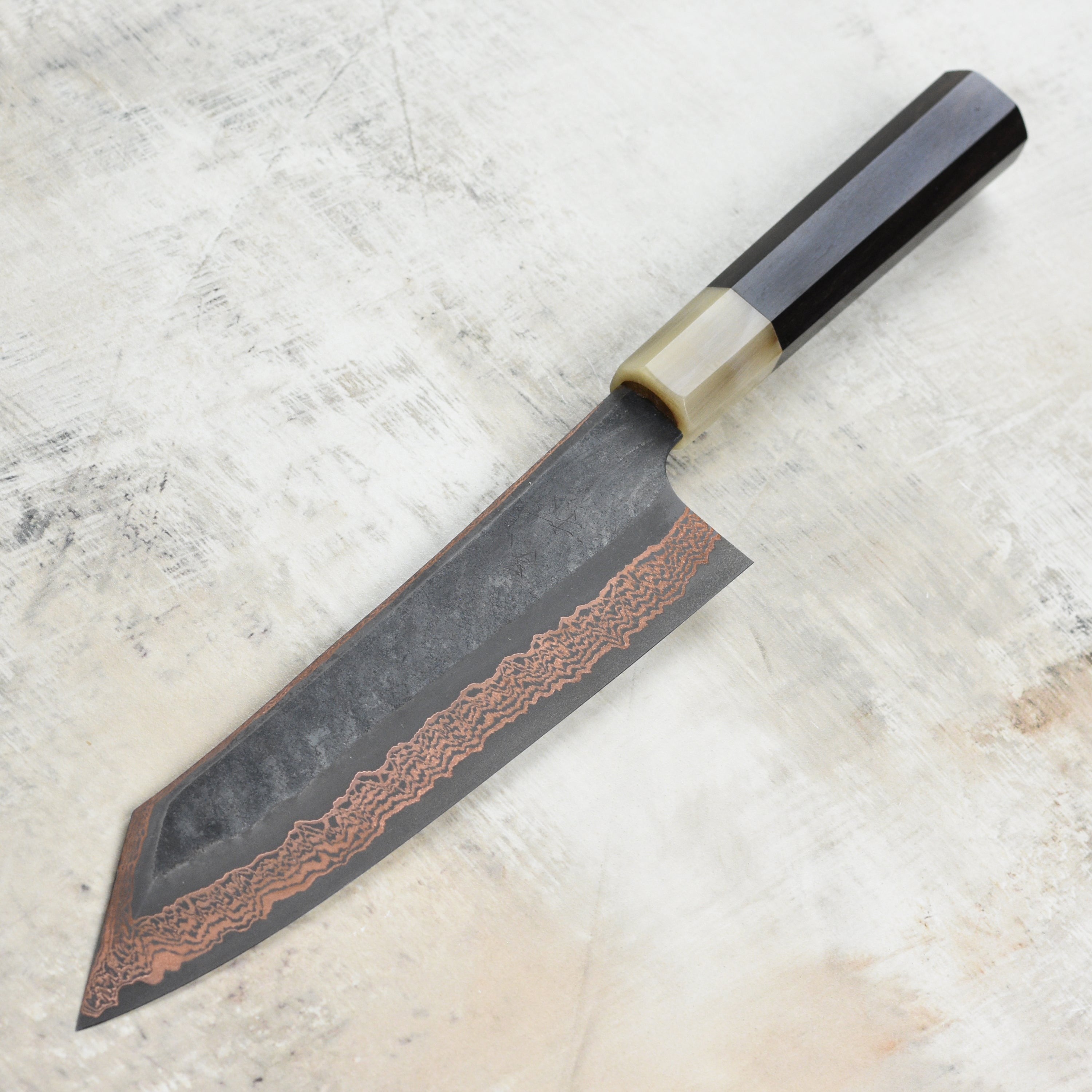 Hatsukokoro Yorokobi SLD Kurouchi Copper Damascus 8.25" Kiritsuke
