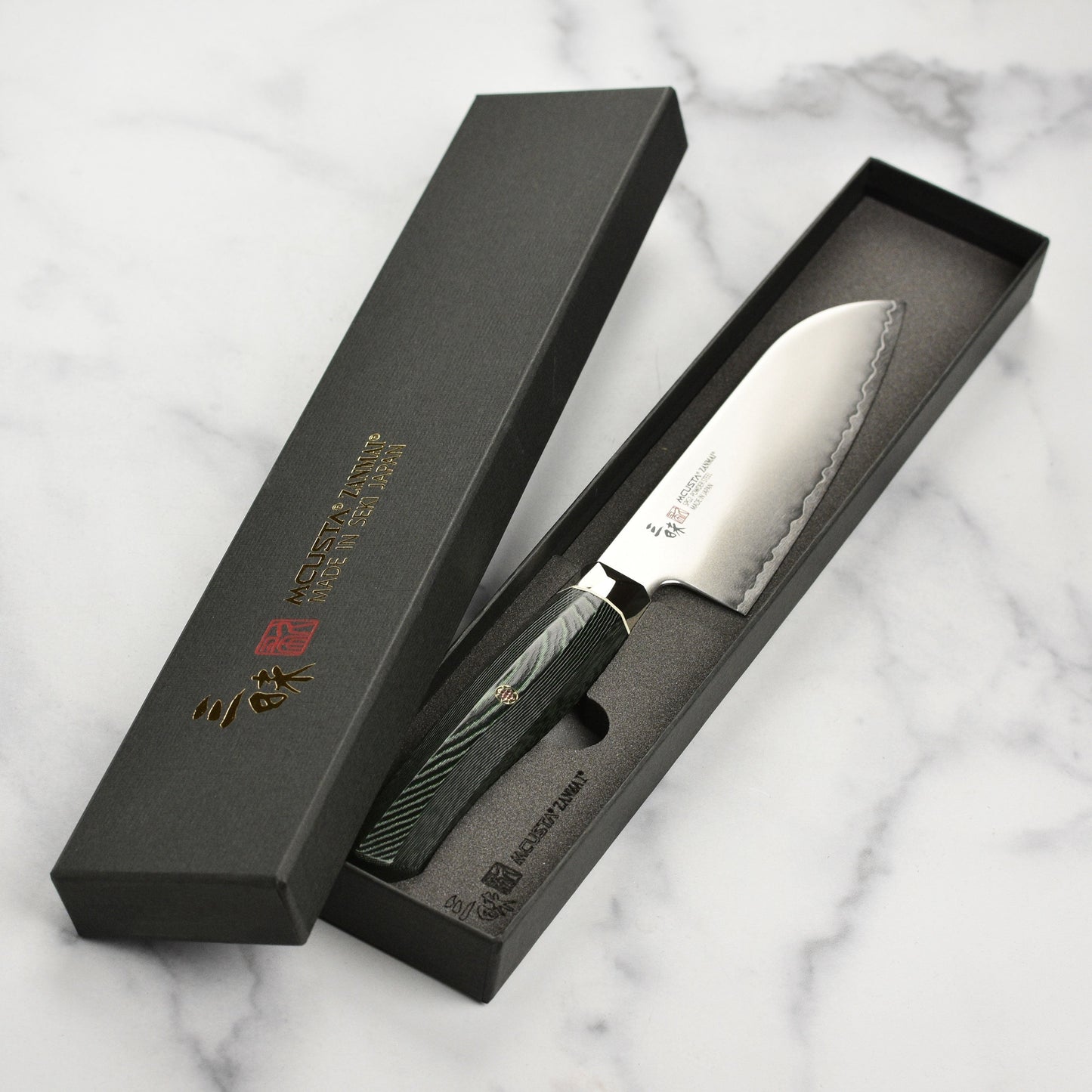 Zanmai Revolution SG2 5.9" Ko-Santoku with Green Micarta Handle