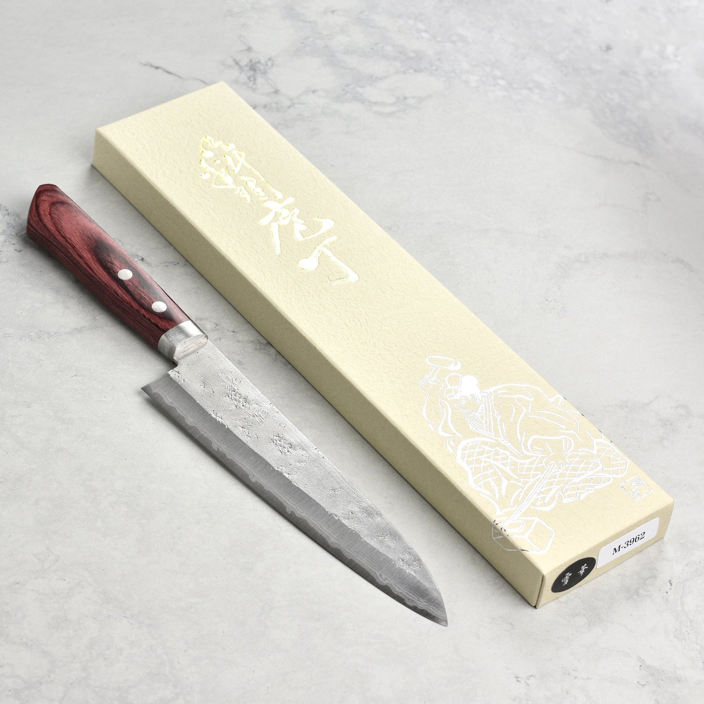 Masutani VG10 Damascus Nashiji 7" Gyuto, Red Handle