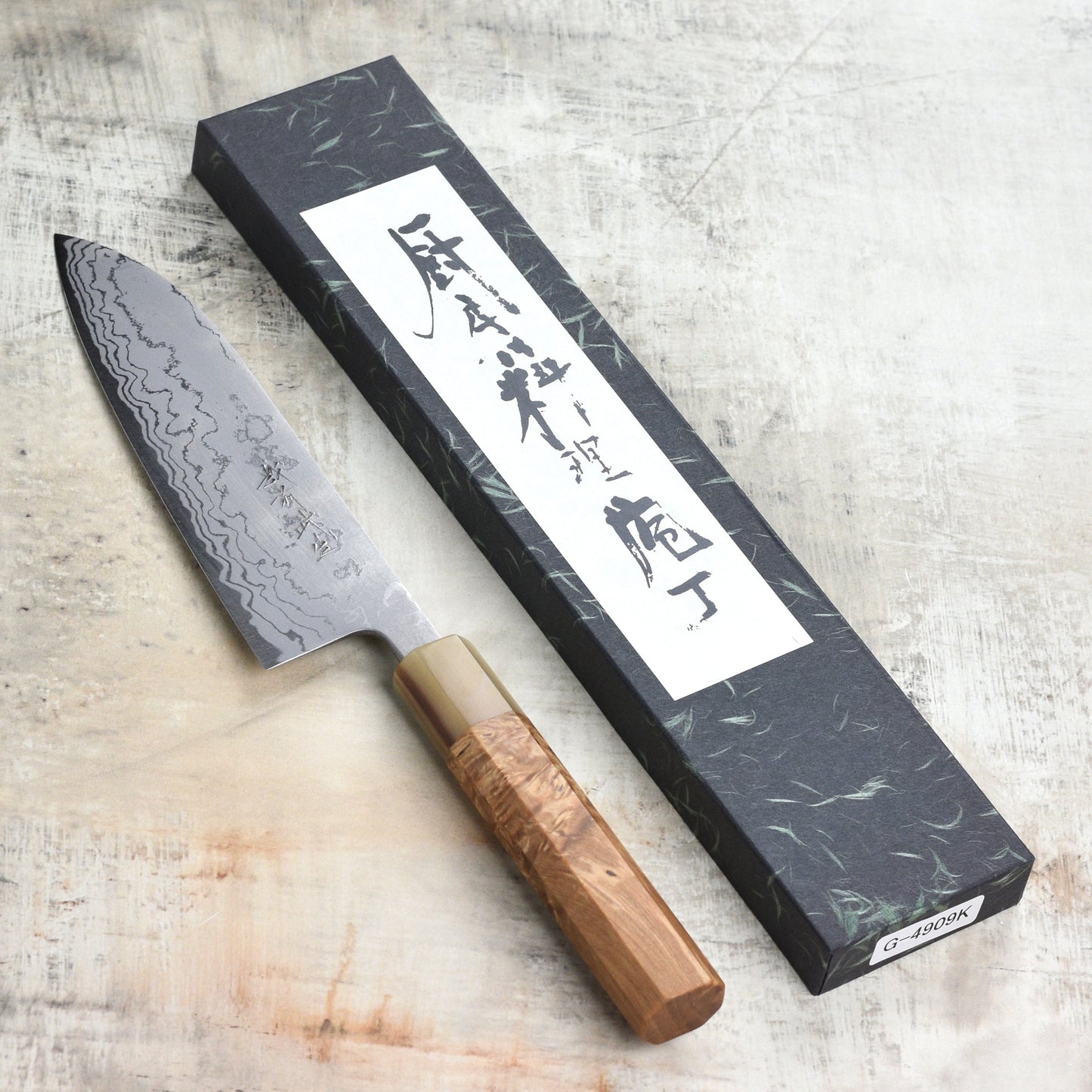 Shiro Kamo Shirogami #2 Damascus 6.5" Santoku
