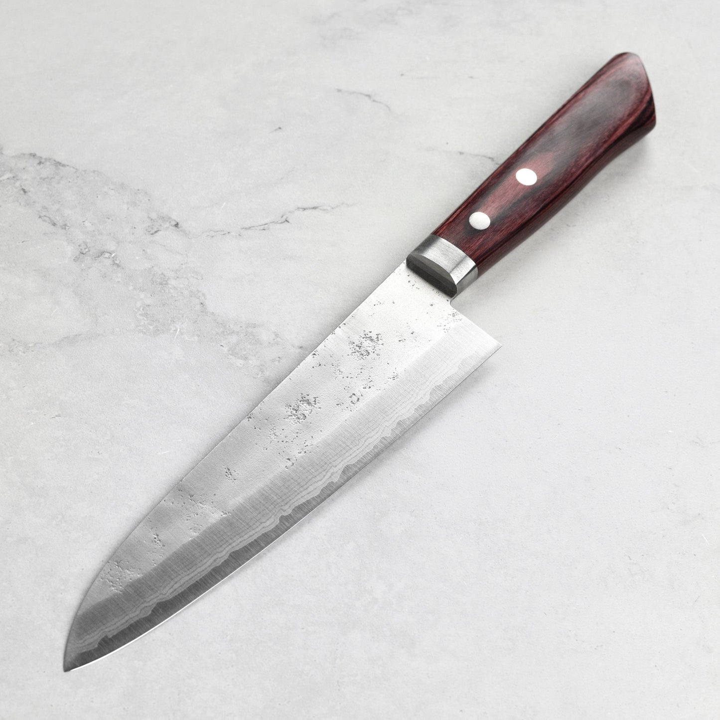 Masutani VG10 Damascus Nashiji 7" Gyuto, Red Handle